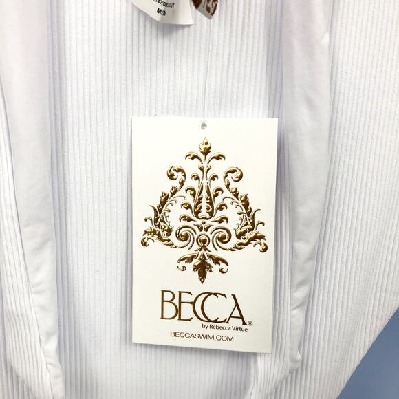 BECCA Rebecca Virtue Women's Modern Edge One Piece Swimsuit Medium White NWT - Picture 9 of 10